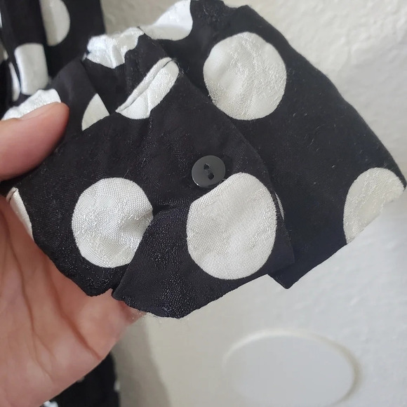 ZARA Black White Polka Dot Shirt Dress Size M - Picture 7 of 8